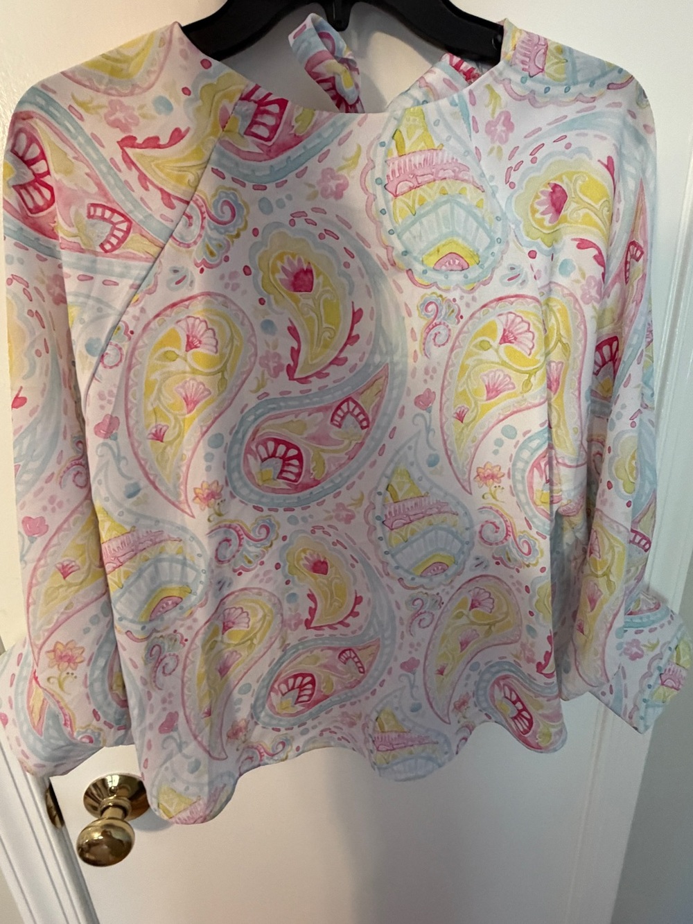 Lightweight Paisley Print Women’s Top in Pastel Pink and Yellow